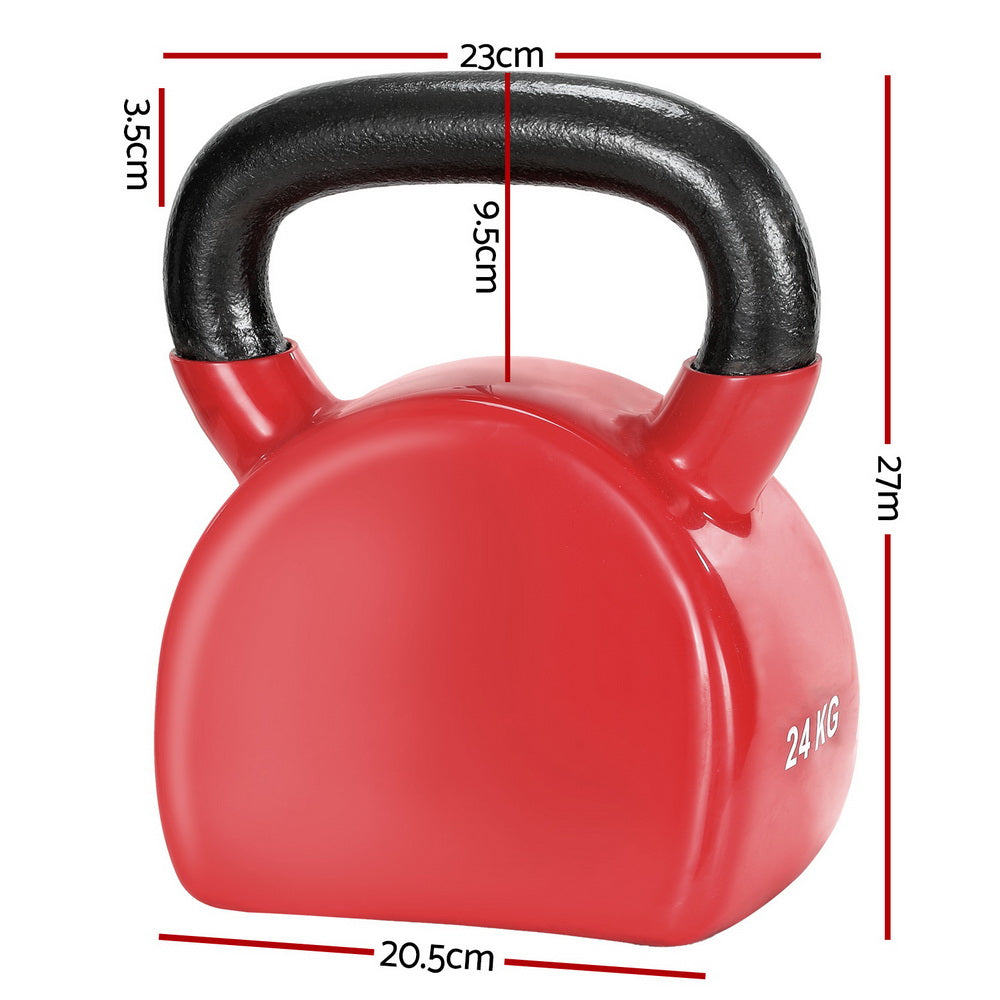 Marlook 24kg Kettlebell Set Weightlifting Bench Dumbbells Kettle Bell Gym Home
