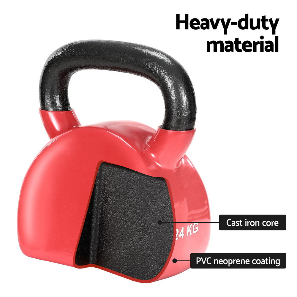 Marlook 24kg Kettlebell Set Weightlifting Bench Dumbbells Kettle Bell Gym Home