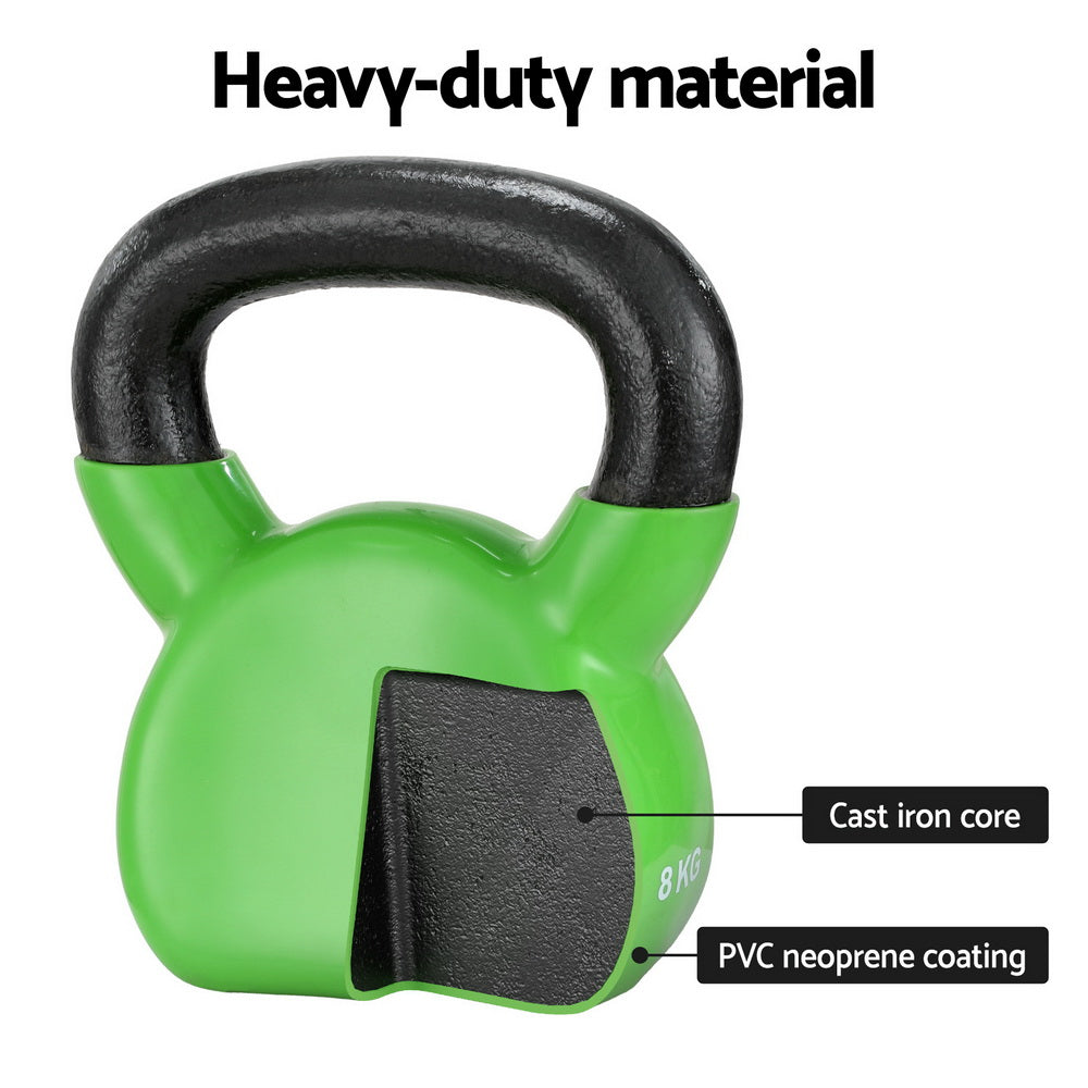 Marlook 8kg Kettlebell Set Weightlifting Bench Dumbbells Kettle Bell Gym Home