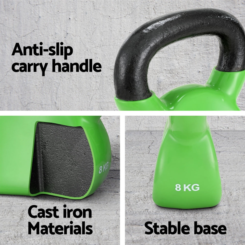 Marlook 8kg Kettlebell Set Weightlifting Bench Dumbbells Kettle Bell Gym Home