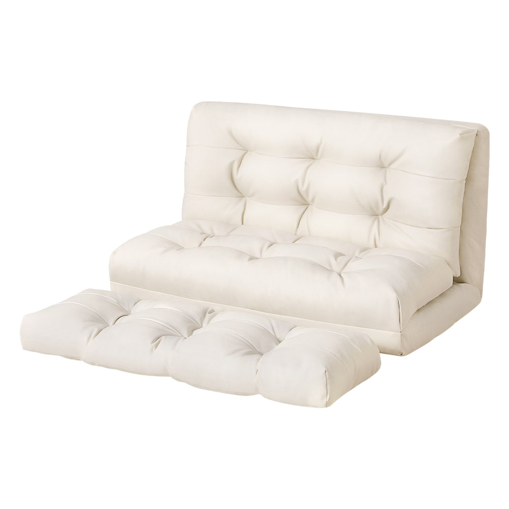 Marlook Floor Lounge Sofa Bed 2 Seater Pillow Leather White