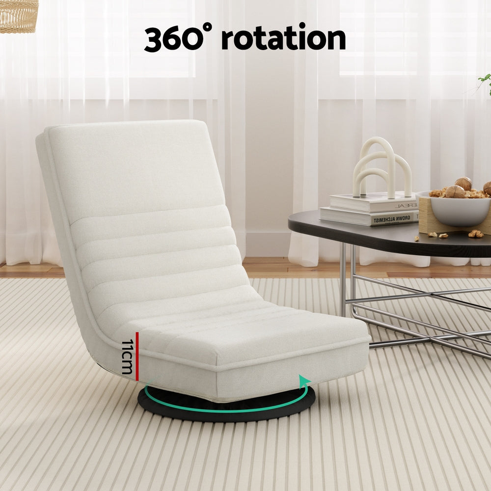 Marlook Floor Lounge Sofa Swivel Foldable Linen White