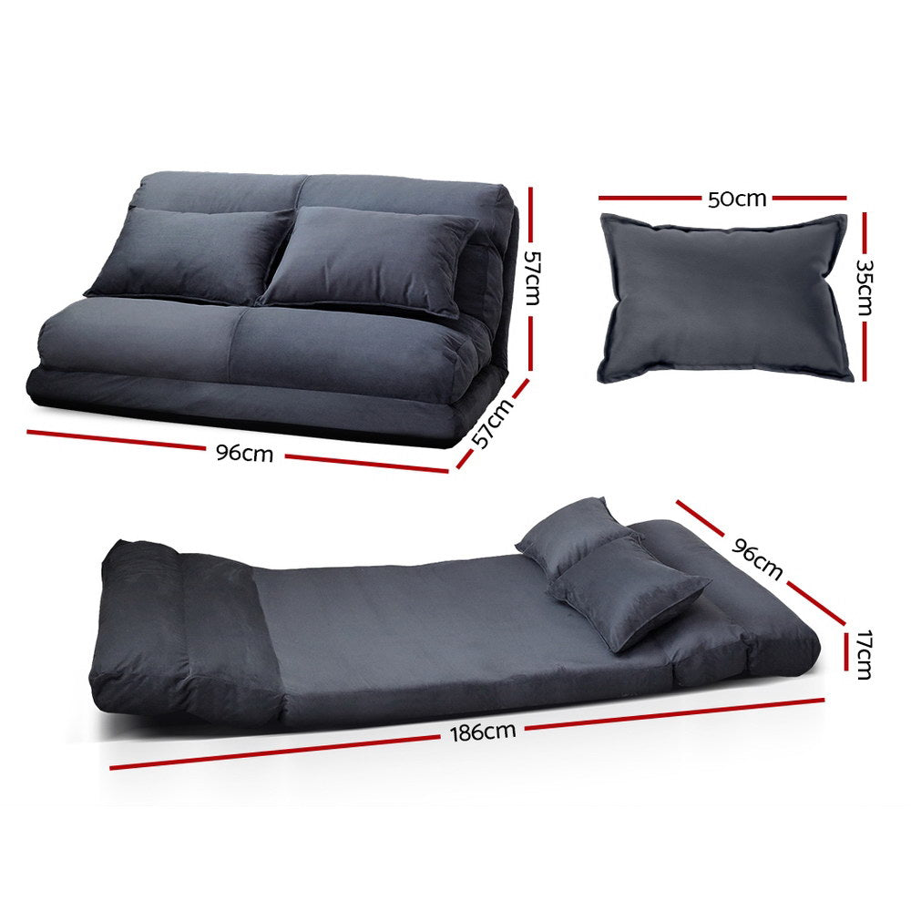 Marlook Floor Lounge Sofa Bed 2-seater Charcoal Suede