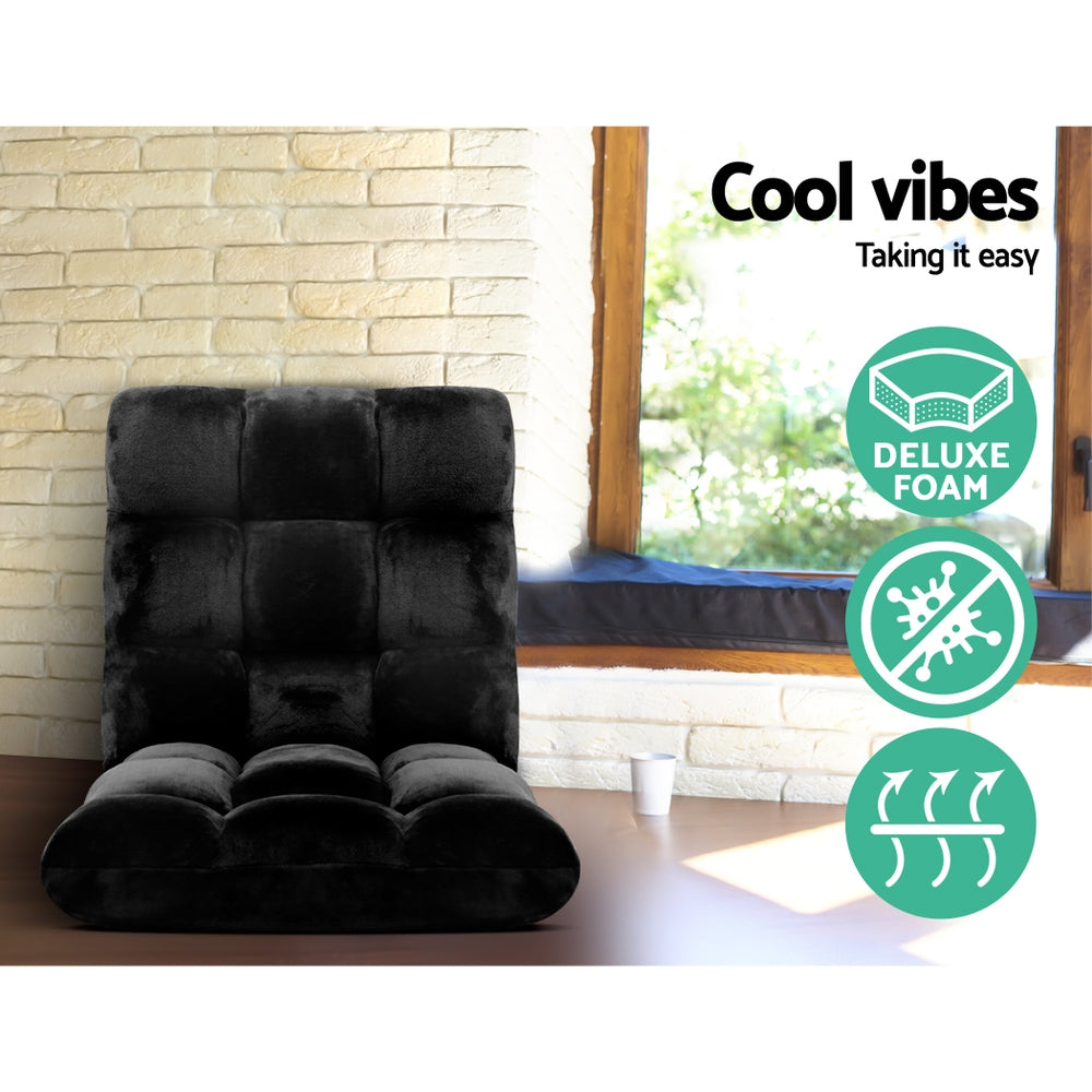 Marlook Lounge Sofa Bed Flannel Fabric Black