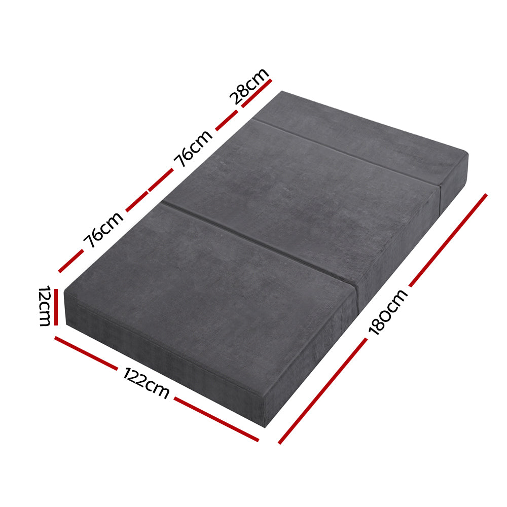 Marlook Bedding Foldable Mattress Folding Foam Bed Mat Double Grey