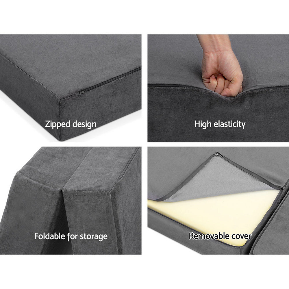 Marlook Bedding Foldable Mattress Folding Foam Bed Mat Single Grey