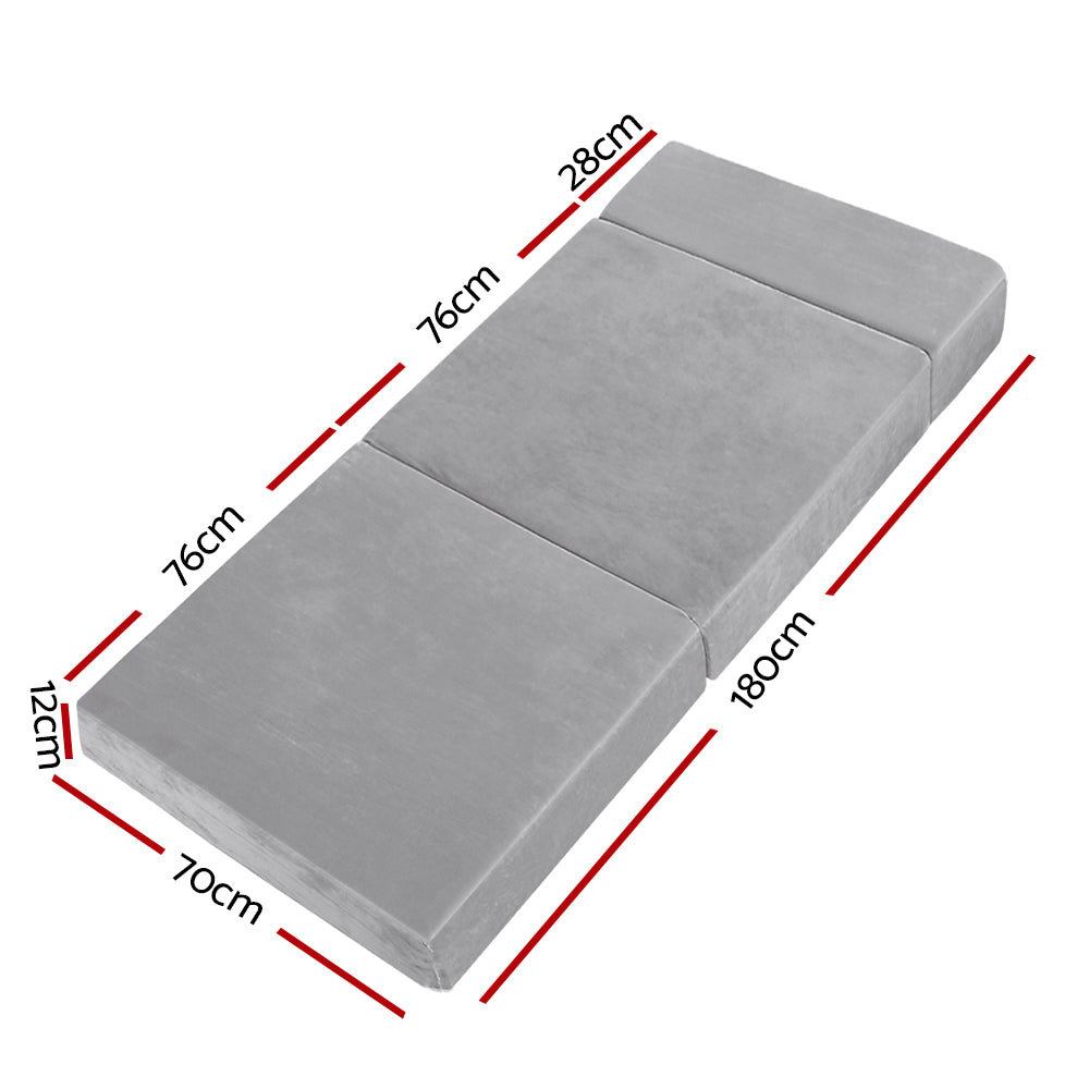 Marlook Bedding Foldable Mattress Folding Foam Bed Mat Light Grey