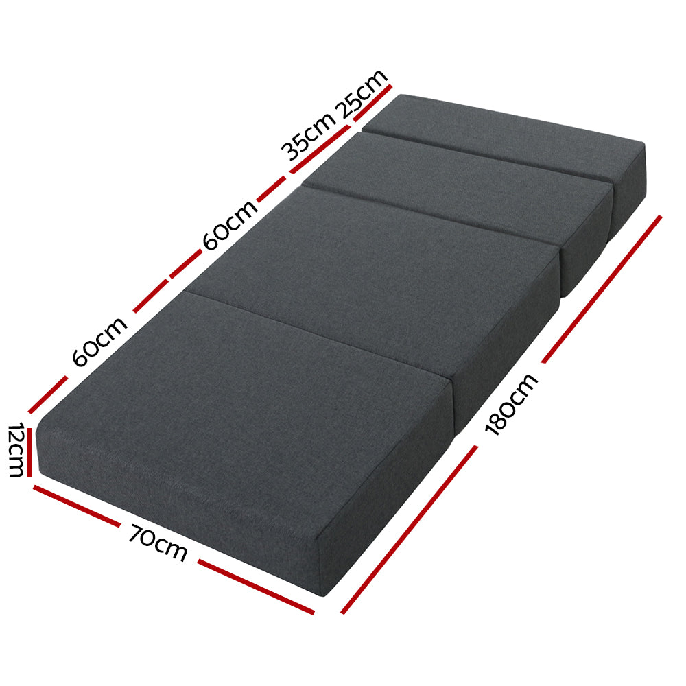 Marlook Bedding Foldable Mattress Folding Foam Bed Floor Mat Grey