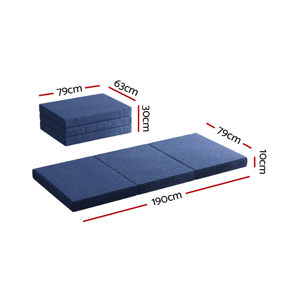 Marlook Bedding Foldable Mattress Folding Foam Single Blue