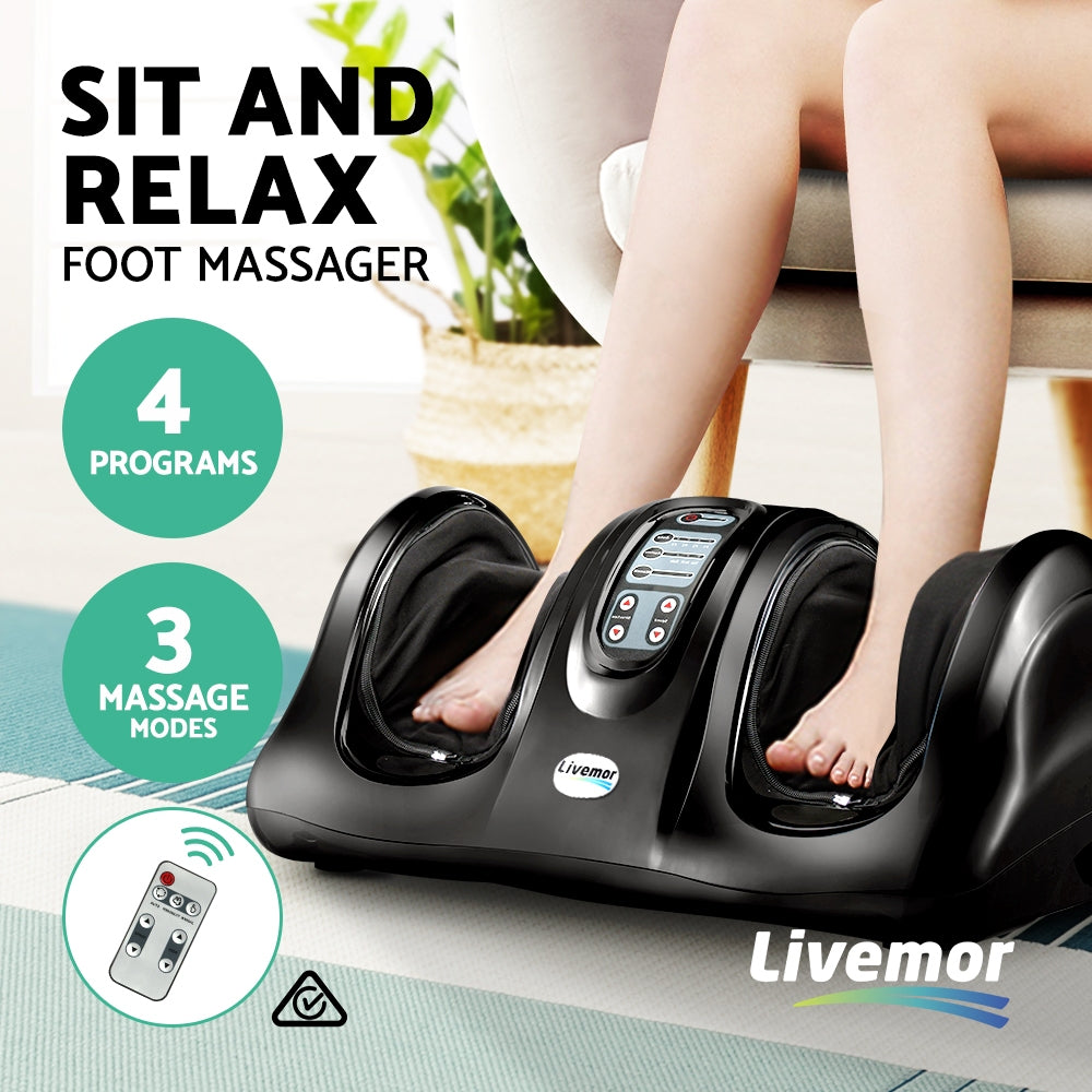Marlook Foot Massager Shiatsu Massagers Electric Remote Roller Kneading Black