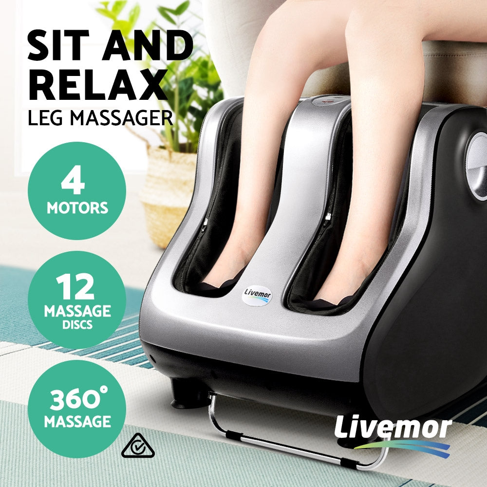 Marlook Foot Massager Shiatsu Massagers Electric Roller Calf Leg Kneading Silver