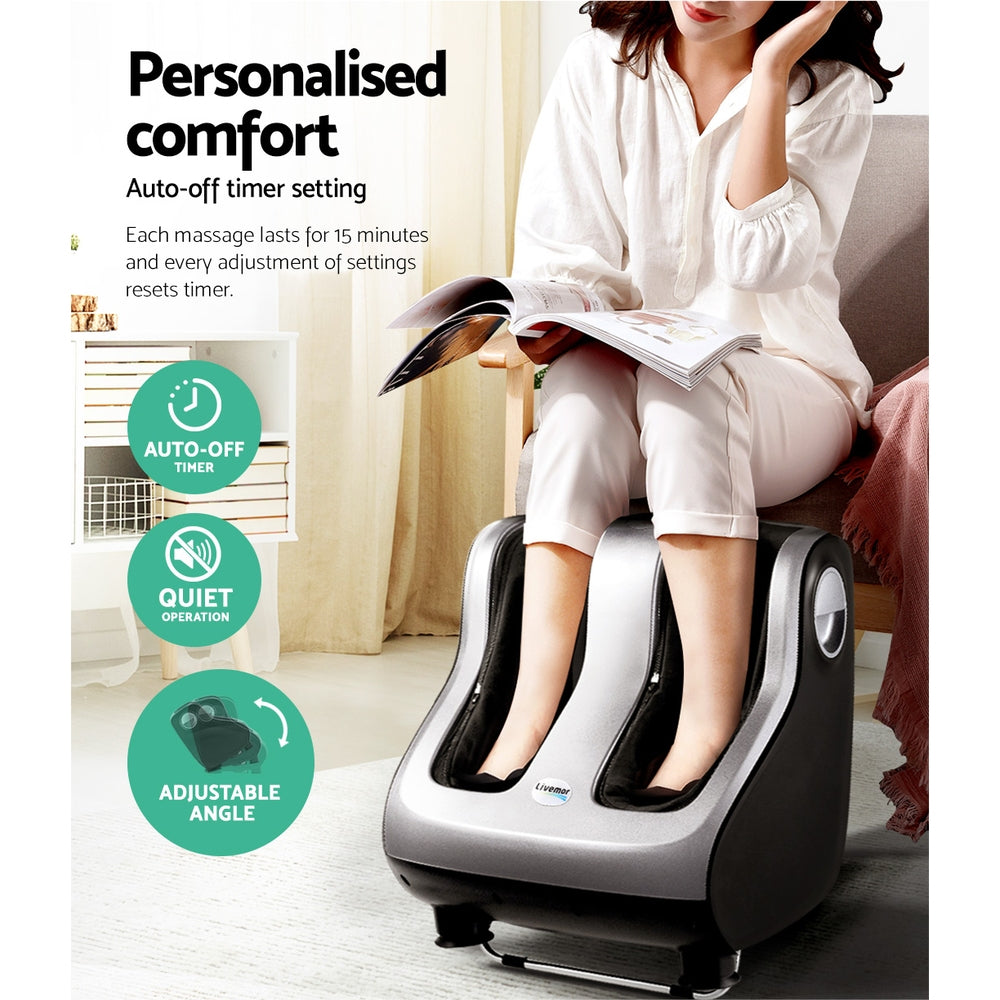 Marlook Foot Massager Shiatsu Massagers Electric Roller Calf Leg Kneading Silver