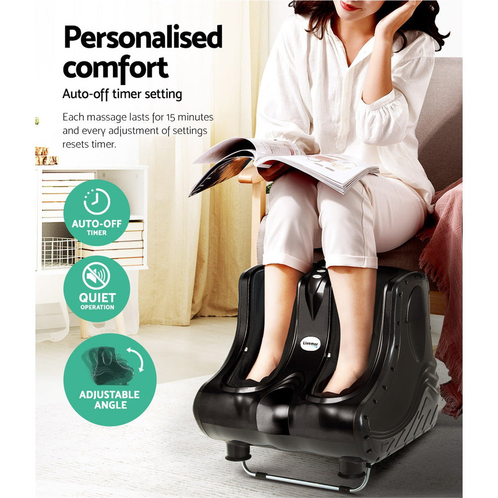 Marlook Foot Massager Massagers Shiatsu Electric Roller Ankle Calf Leg Kneading Black