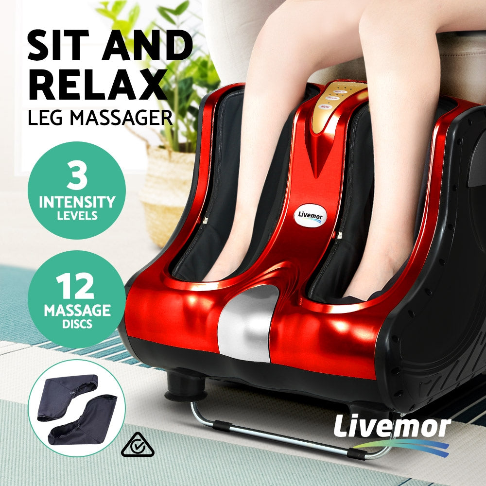 Marlook Foot Massager Massagers Shiatsu Electric Roller Ankle Calf Leg Kneading Red