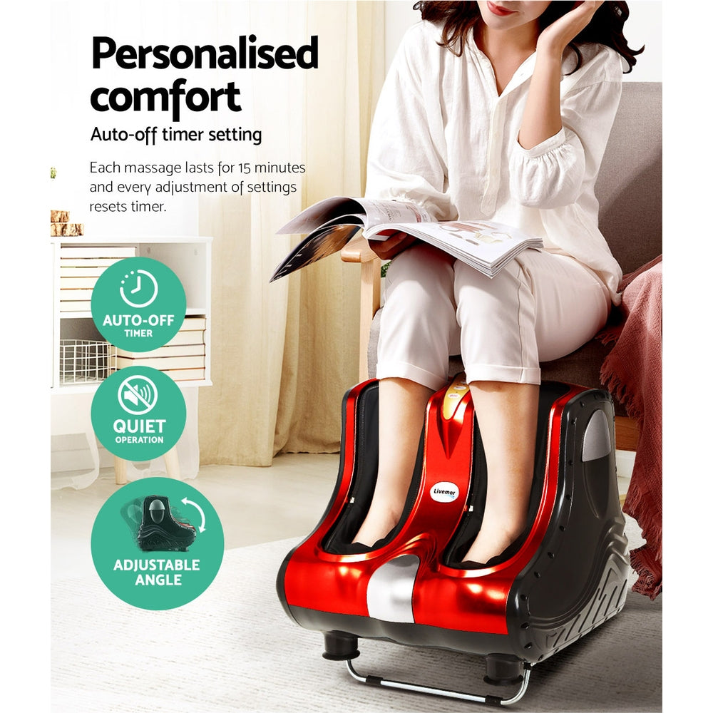 Marlook Foot Massager Massagers Shiatsu Electric Roller Ankle Calf Leg Kneading Red