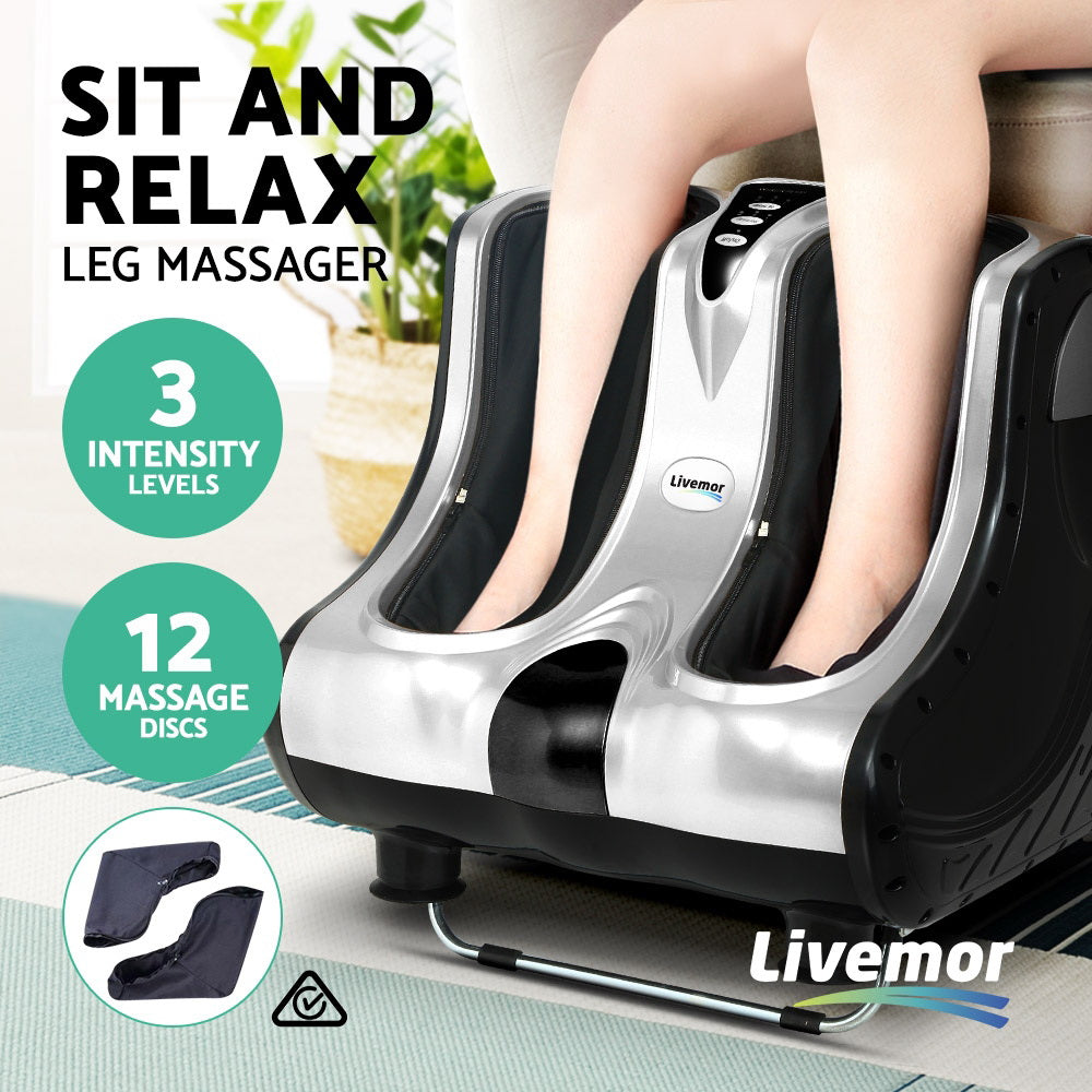 Marlook Foot Massager Massagers Shiatsu Electric Roller Ankle Calf Leg Kneading Silver