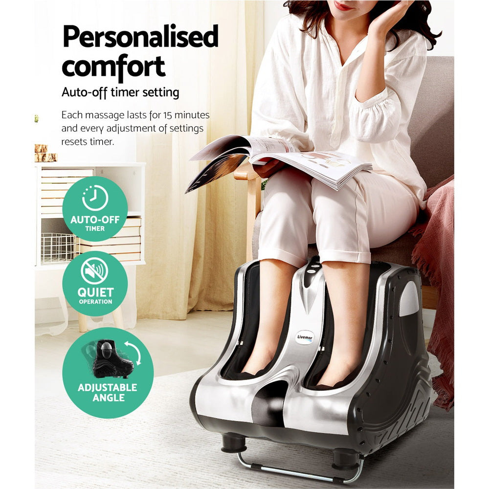 Marlook Foot Massager Massagers Shiatsu Electric Roller Ankle Calf Leg Kneading Silver