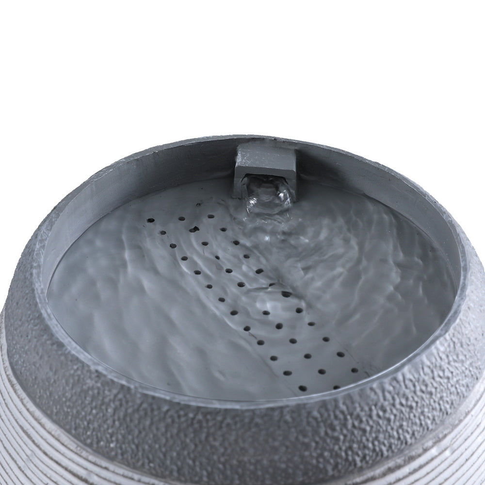 Marlook Solar Fountain Water Feature Bird Bath Outdoor Garden Cascade 48CM Grey