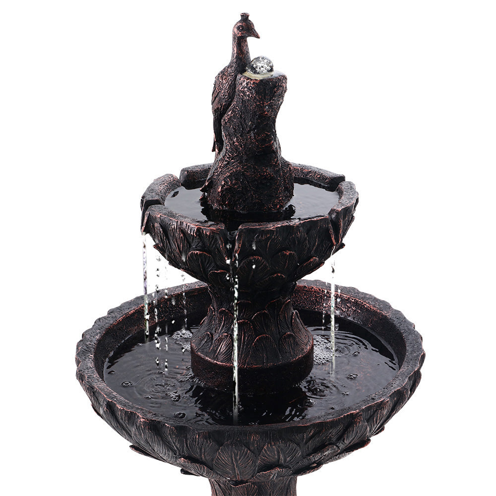 Marlook Solar Water Feature Tier Fountain with Pump Kit Bird Bath 106CM Peacock