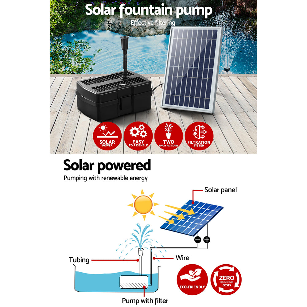 Marlook Solar Pond Pump Water Fountain Filter Box Submersible Outdoor Pool 6.6FT