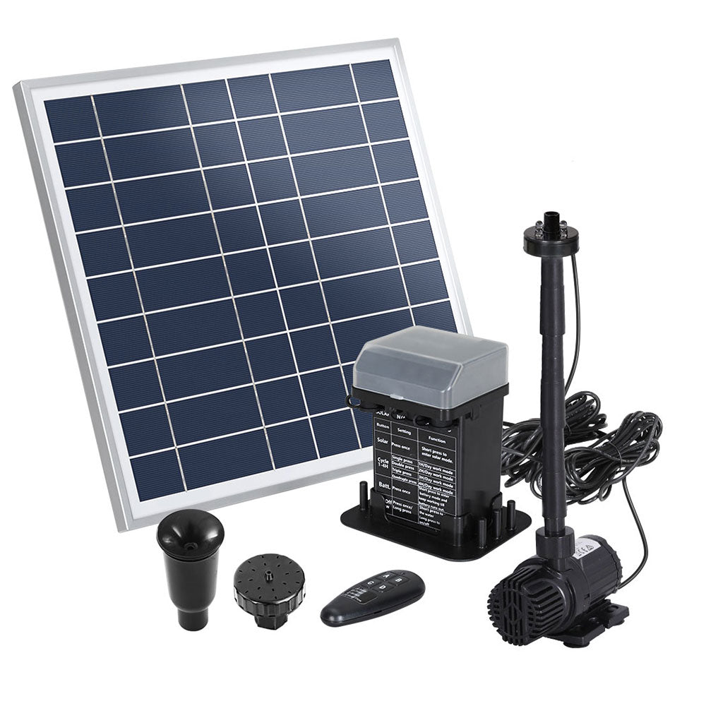 Marlook Solar Pond Pump with Battery Kit LED Lights 9.8FT