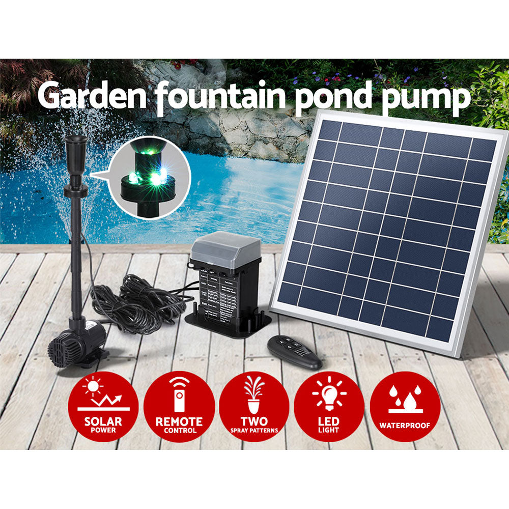 Marlook Solar Pond Pump with Battery Kit LED Lights 9.8FT