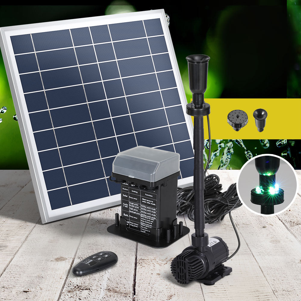 Marlook Solar Pond Pump with Battery Kit LED Lights 9.8FT