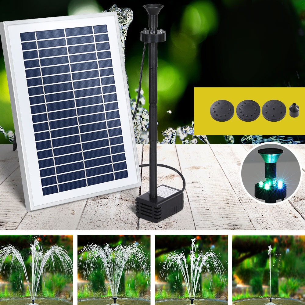 Marlook Solar Pond Pump Submersible Water Fountain with Battery LED Lights 4.4FT