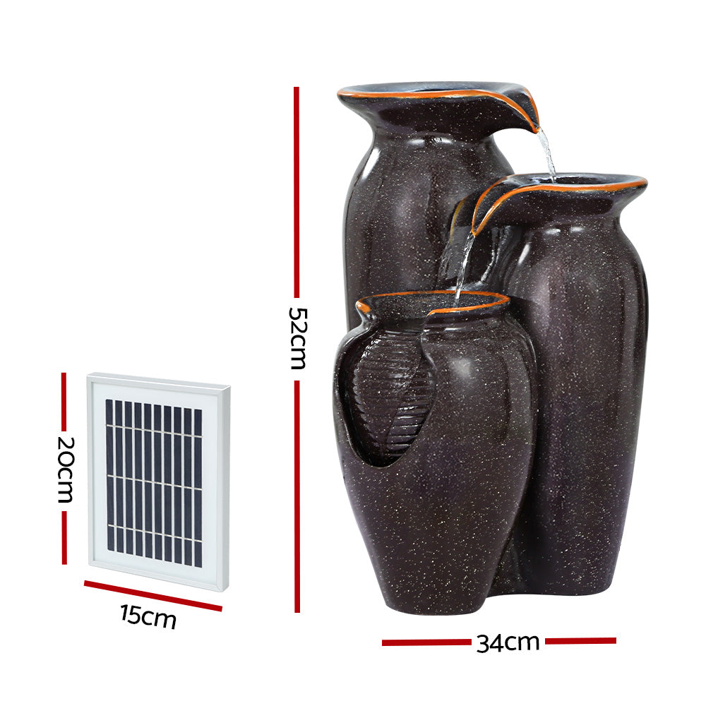Marlook Solar Water Feature with LED Lights 3 Tiers 52cm