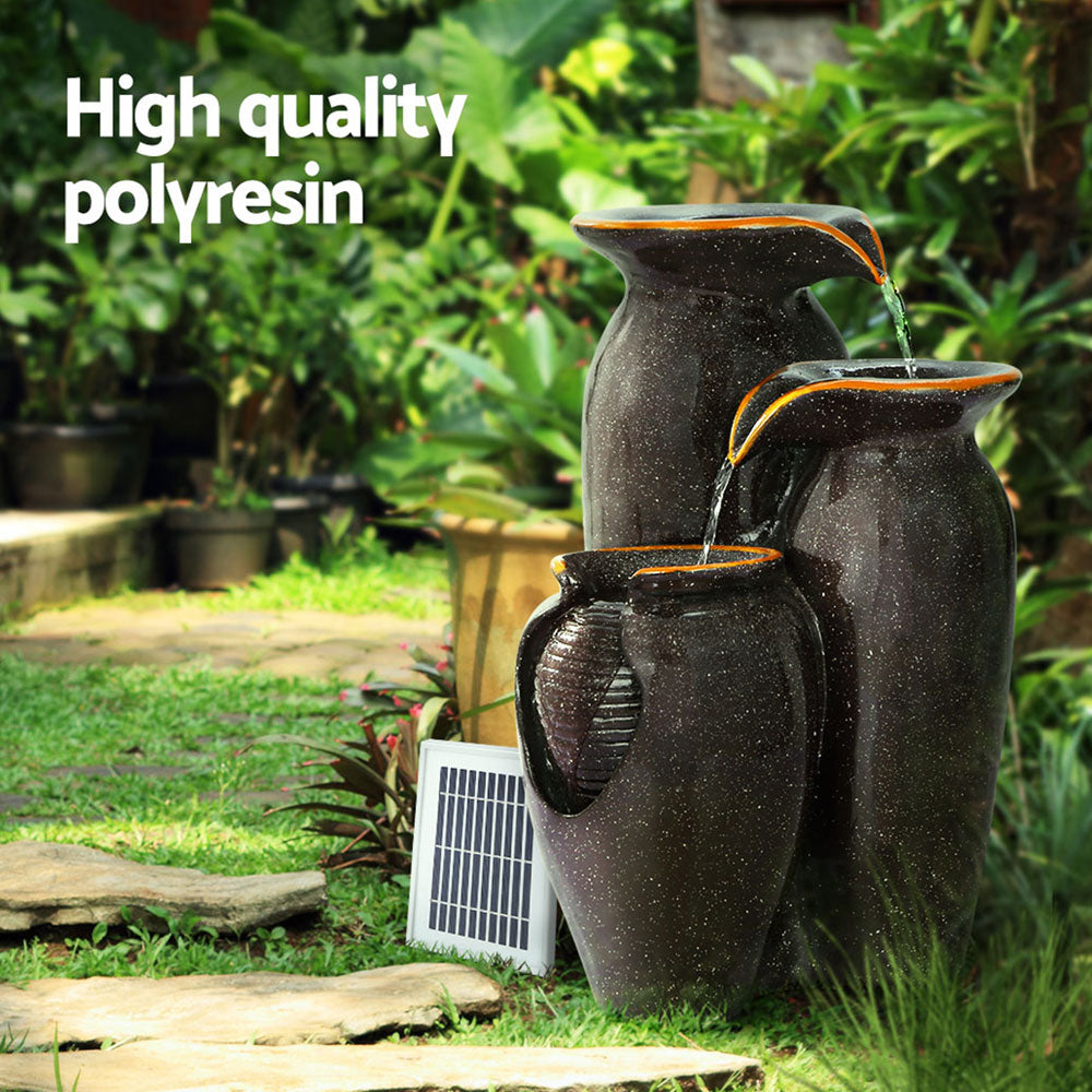 Marlook Solar Water Feature with LED Lights 3 Tiers 52cm