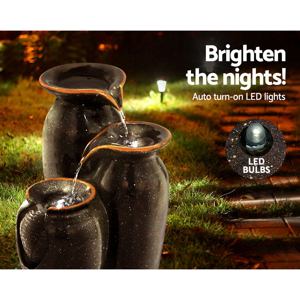 Marlook Solar Water Feature with LED Lights 3 Tiers 52cm