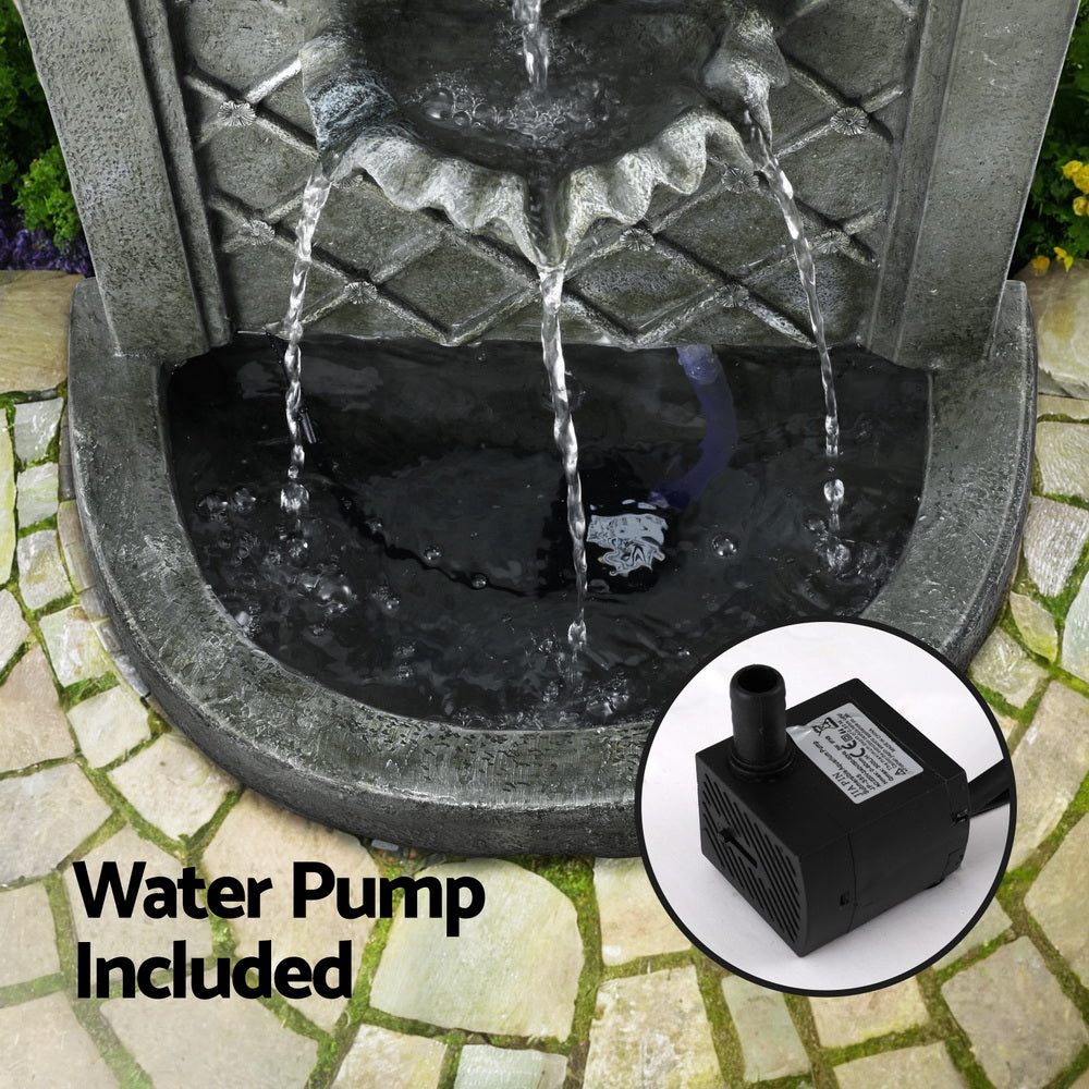Marlook Solar Fountain Water Feature Wall Mount Garden Fountains 80CM Grey