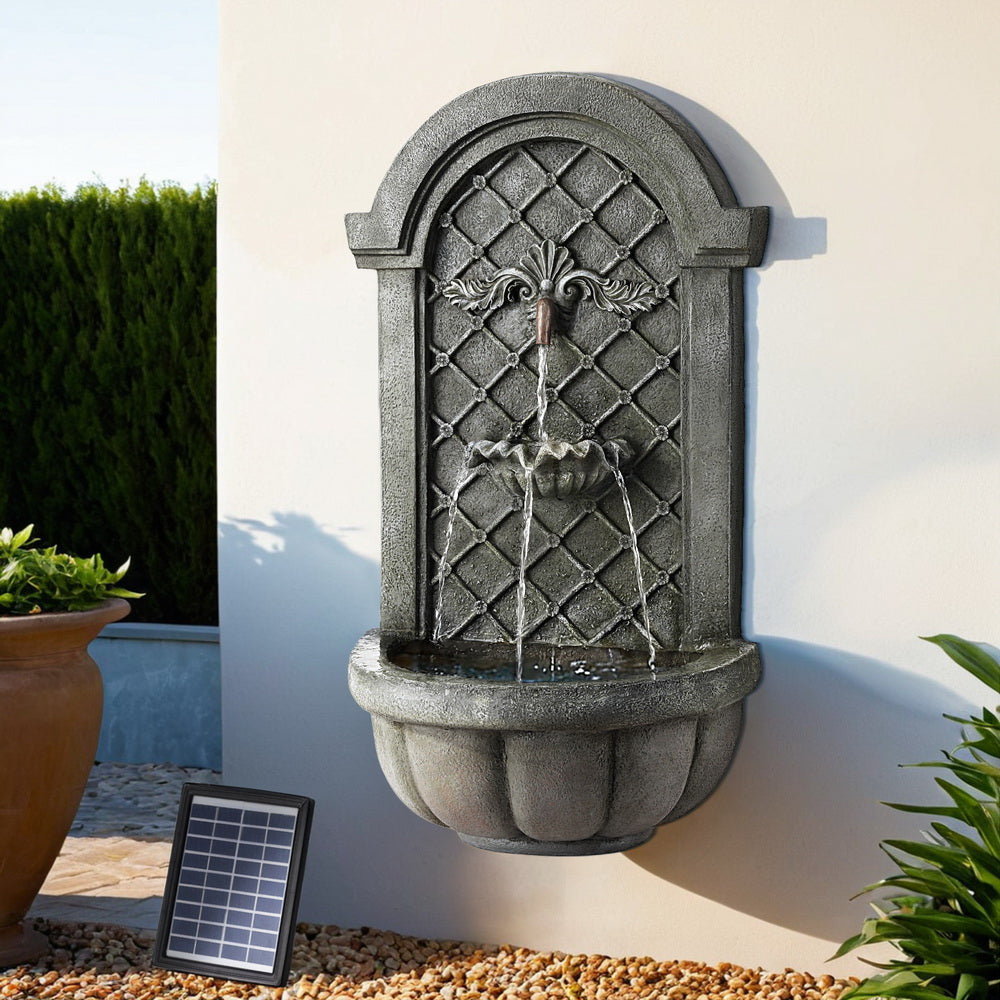 Marlook Solar Fountain Water Feature Wall Mount Garden Fountains 80CM Grey