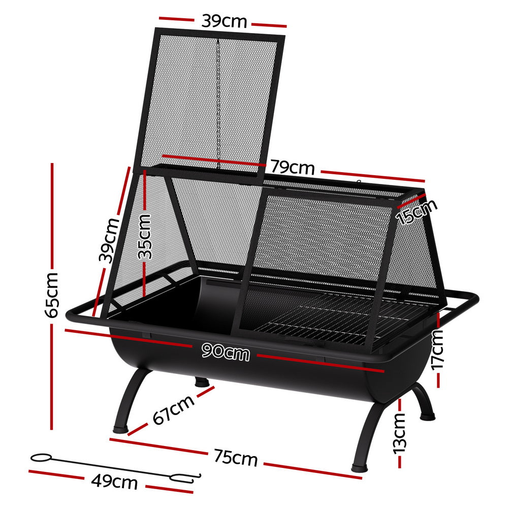 Marlook Fire Pit BBQ Grill Outdoor Fireplace Steel