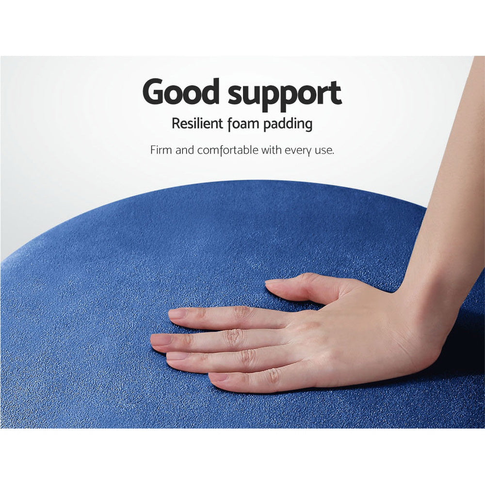 Marlook Ottoman Foot Stool Round Velvet Navy