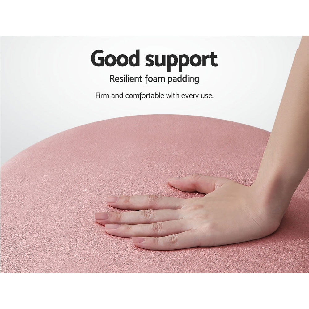 Marlook Ottoman Foot Stool Round Velvet Pink
