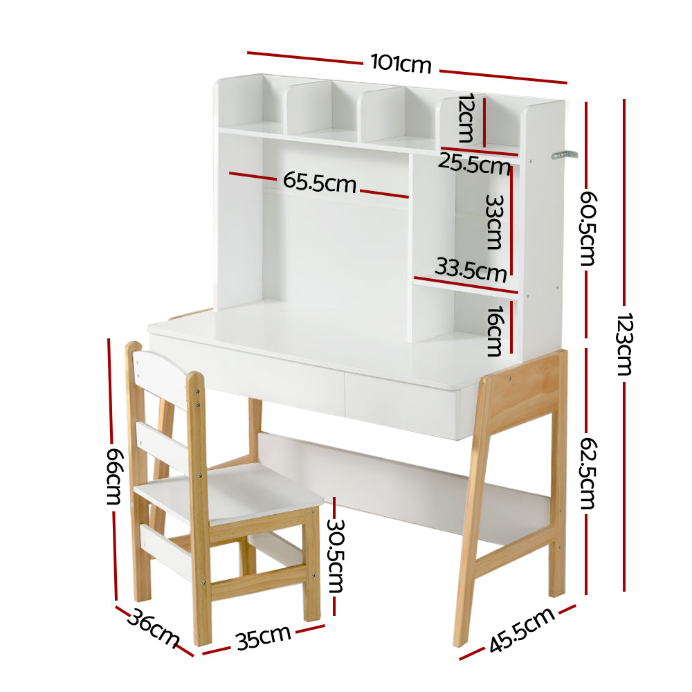 Marlook 2PCS Kids Table and Chairs Set Study Activity Toys Storage Desk Drawer