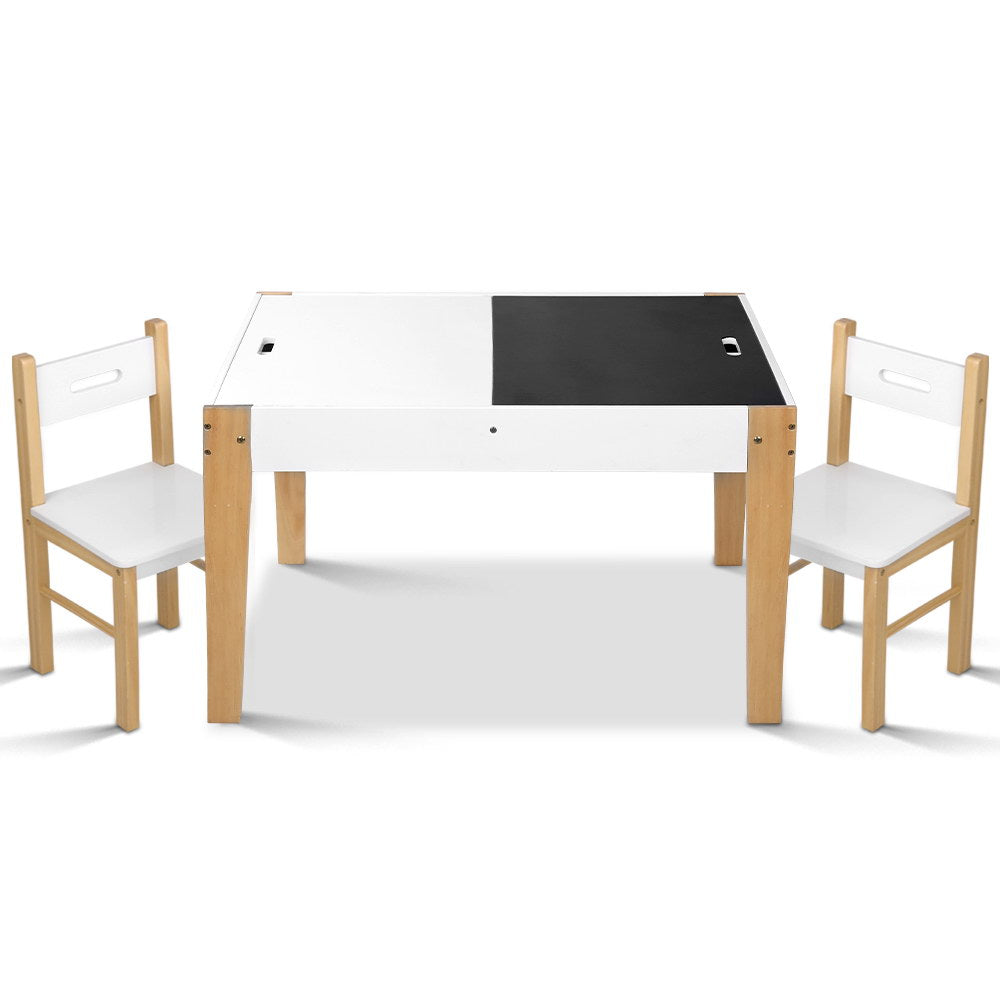 Marlook 3PCS Kids Table and Chairs Set Storage Toys Play Activity Desk Chalkboard