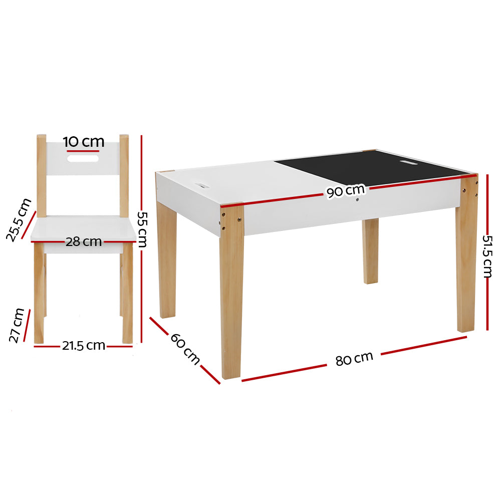Marlook 3PCS Kids Table and Chairs Set Storage Toys Play Activity Desk Chalkboard