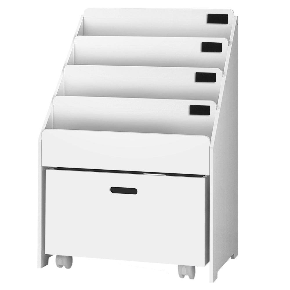 Marlook 4 Tiers Kids Bookshelf Storage Organiser Children Bookcase Drawers Display