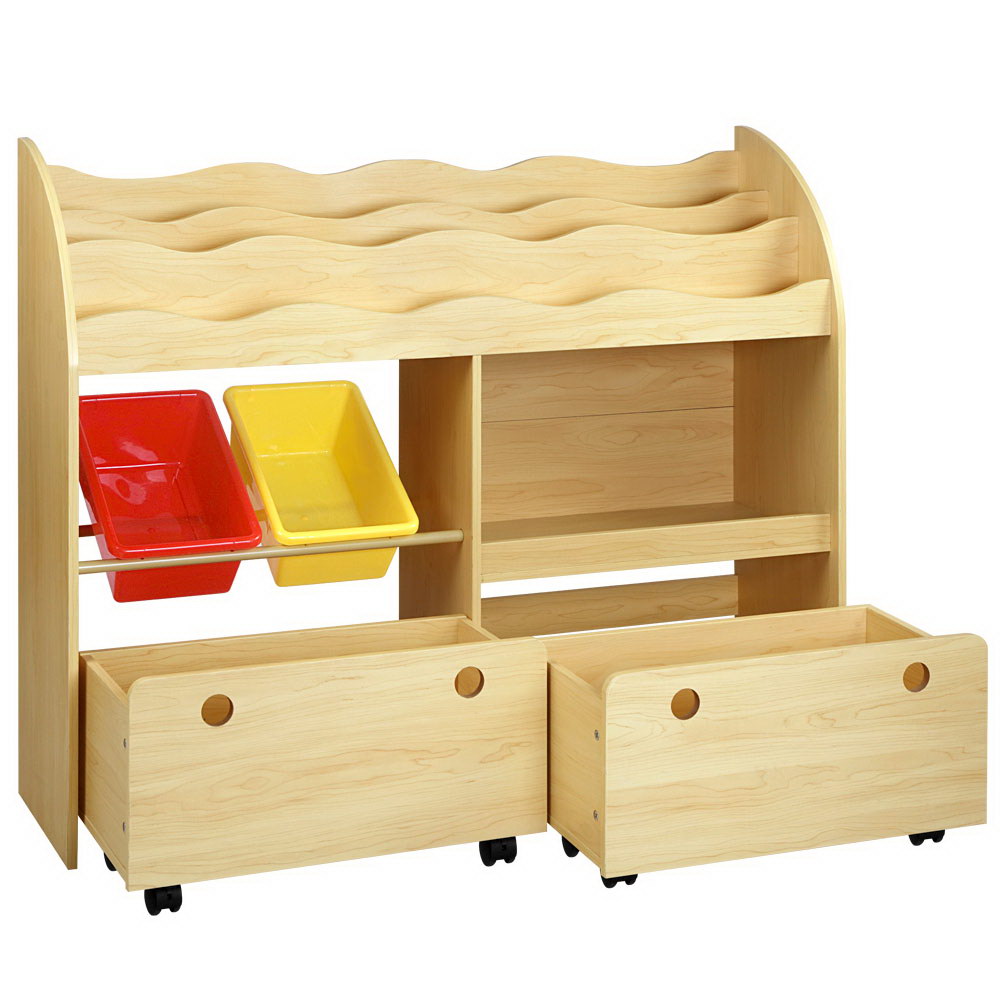 Marlook 3 Tiers Kids Bookshelf Storage Children Bookcase Toy Box Organiser Display