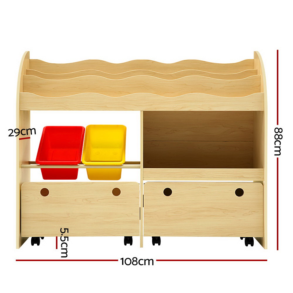 Marlook 3 Tiers Kids Bookshelf Storage Children Bookcase Toy Box Organiser Display