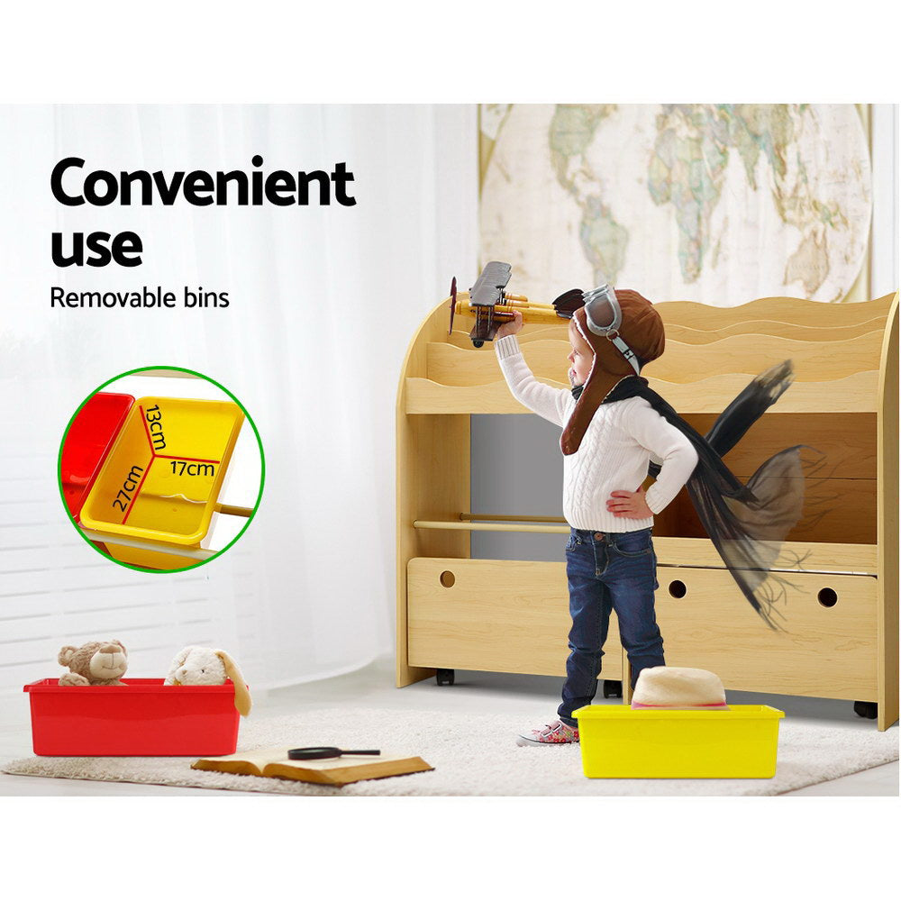 Marlook 3 Tiers Kids Bookshelf Storage Children Bookcase Toy Box Organiser Display