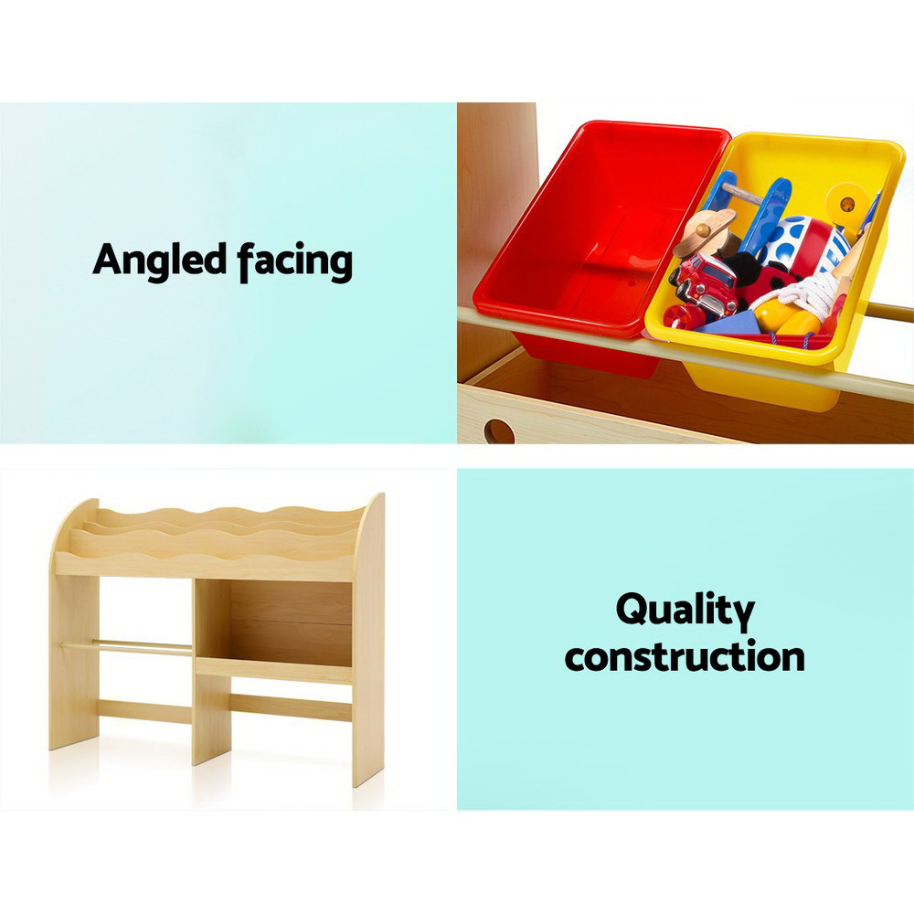 Marlook 3 Tiers Kids Bookshelf Storage Children Bookcase Toy Box Organiser Display