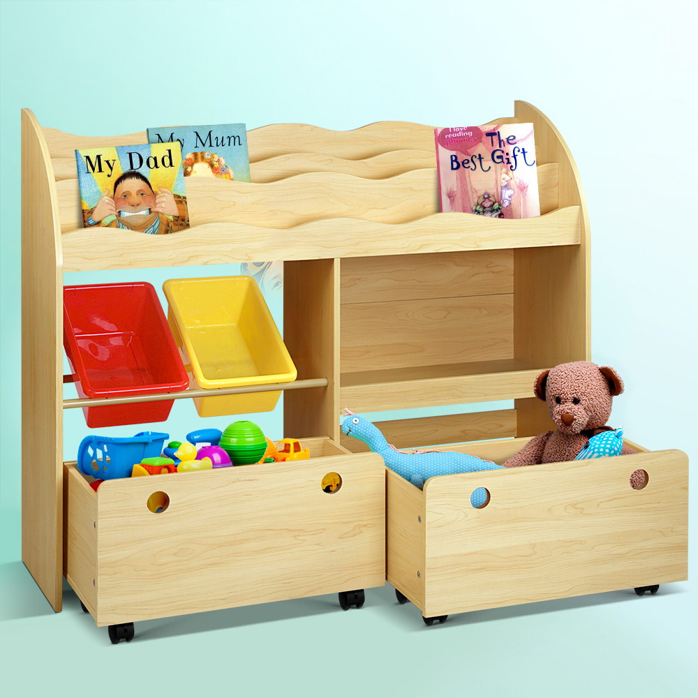 Marlook 3 Tiers Kids Bookshelf Storage Children Bookcase Toy Box Organiser Display