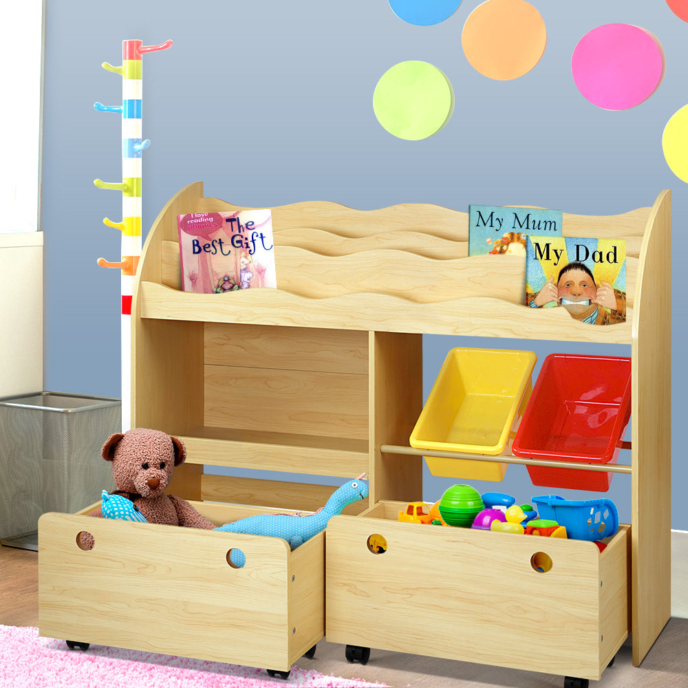 Marlook 3 Tiers Kids Bookshelf Storage Children Bookcase Toy Box Organiser Display