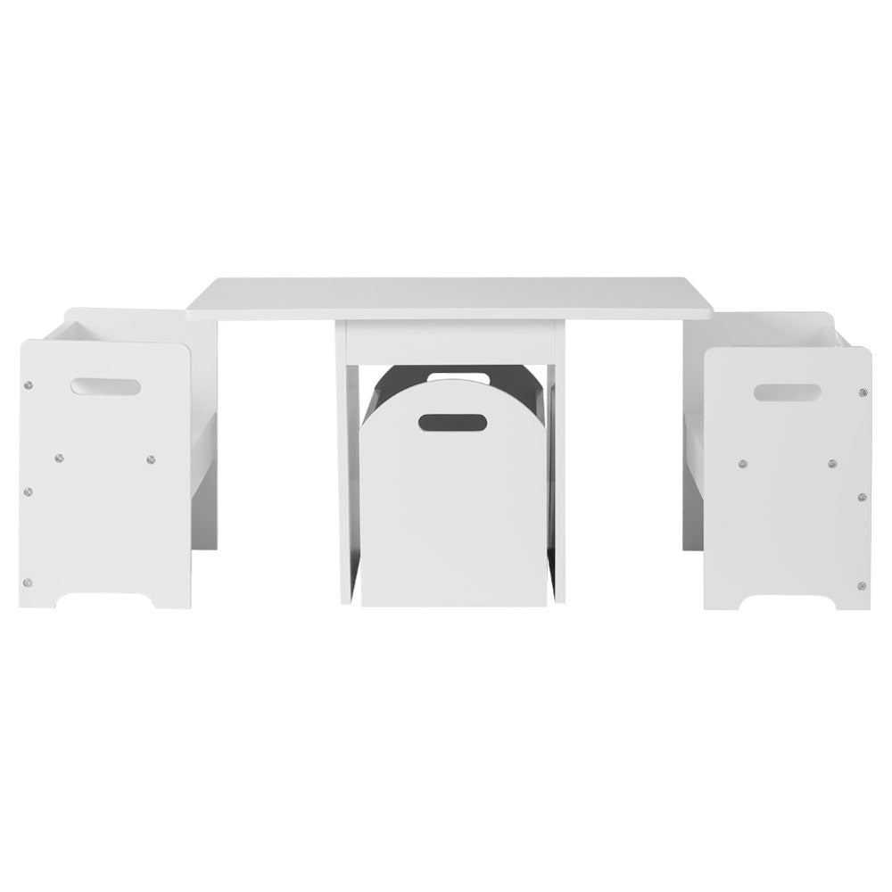 Marlook 3PCS Kids Table and Chairs Set Storage Toys Play Activity Desk