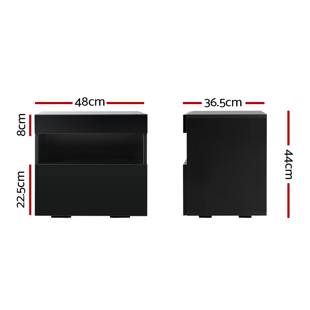 Marlook Bedside Table LED - HERES Black