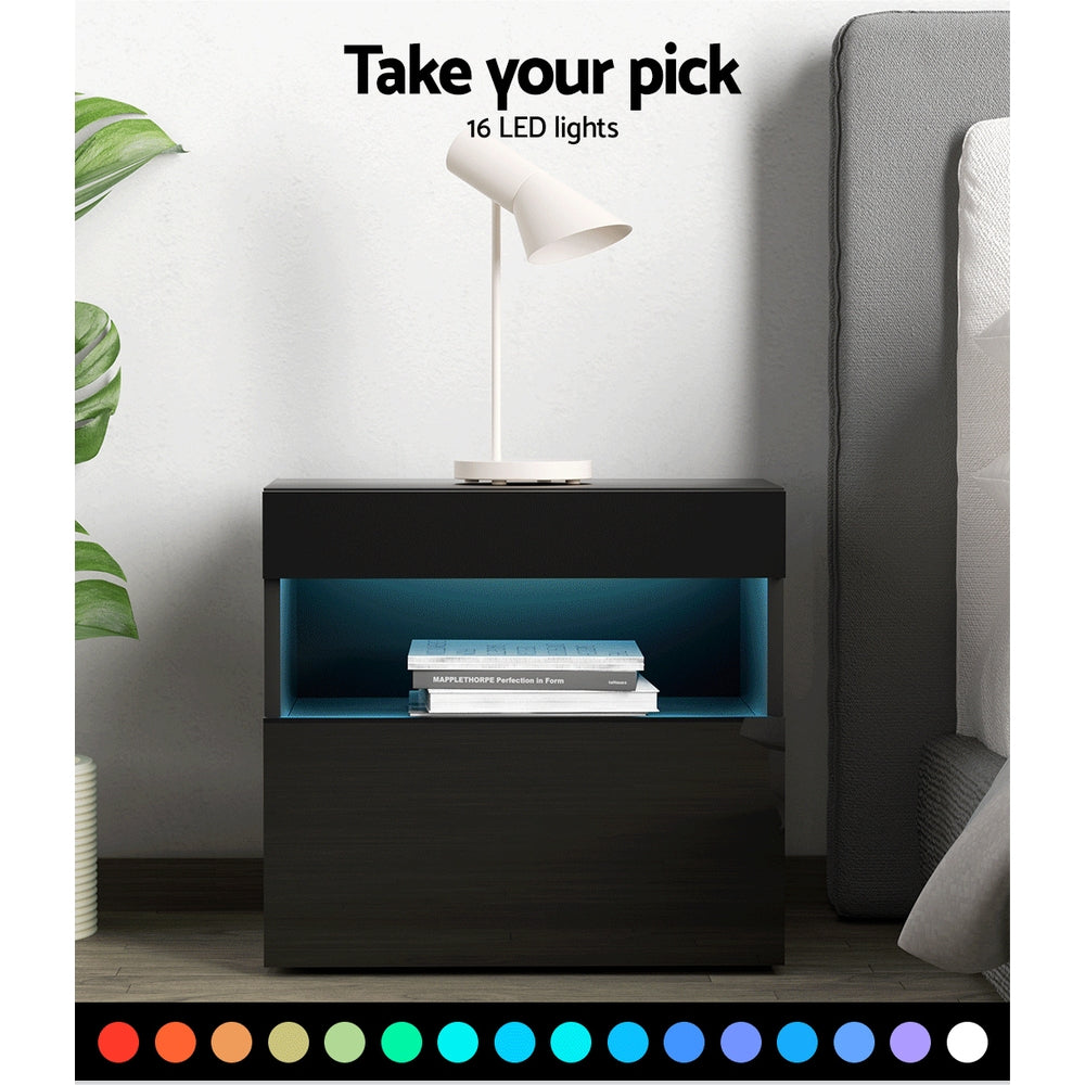 Marlook Bedside Table LED - HERES Black