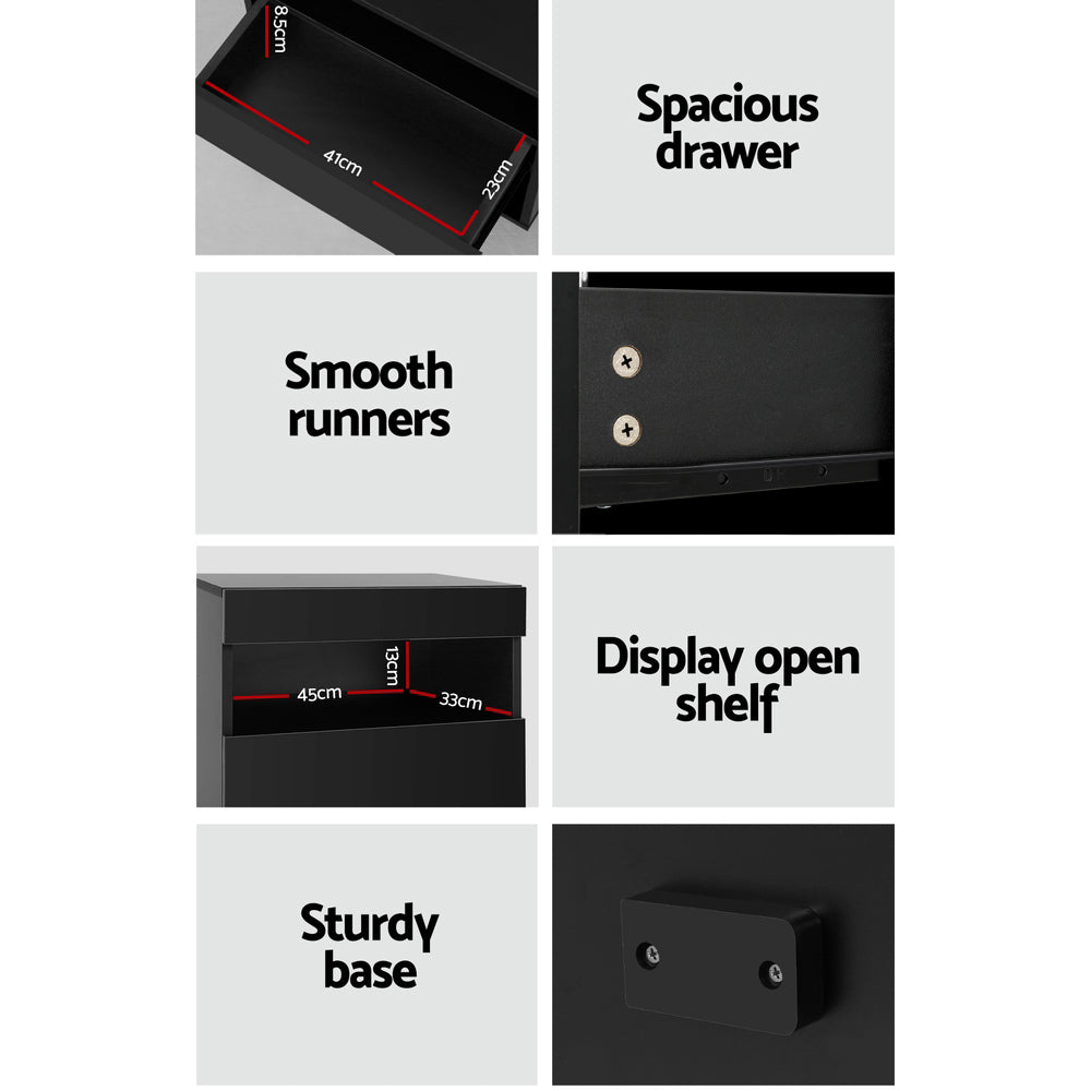Marlook Bedside Table LED - HERES Black